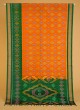 Orange And Green Patola Pure Silk Saree